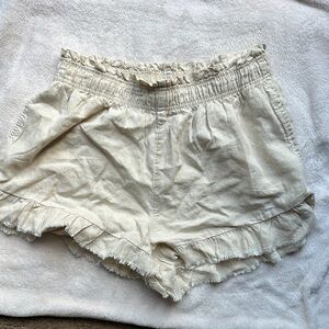 Aerie Cream High Waist Relaxed Shorts